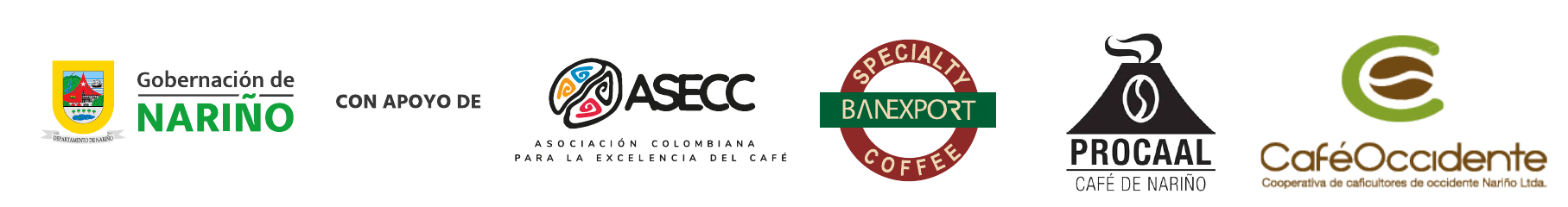 Gobernación de Nariño. Con apoyo de ASECC, Banexport Specialty Coffee, Procaal Café de Nariño y CaféOccidente.